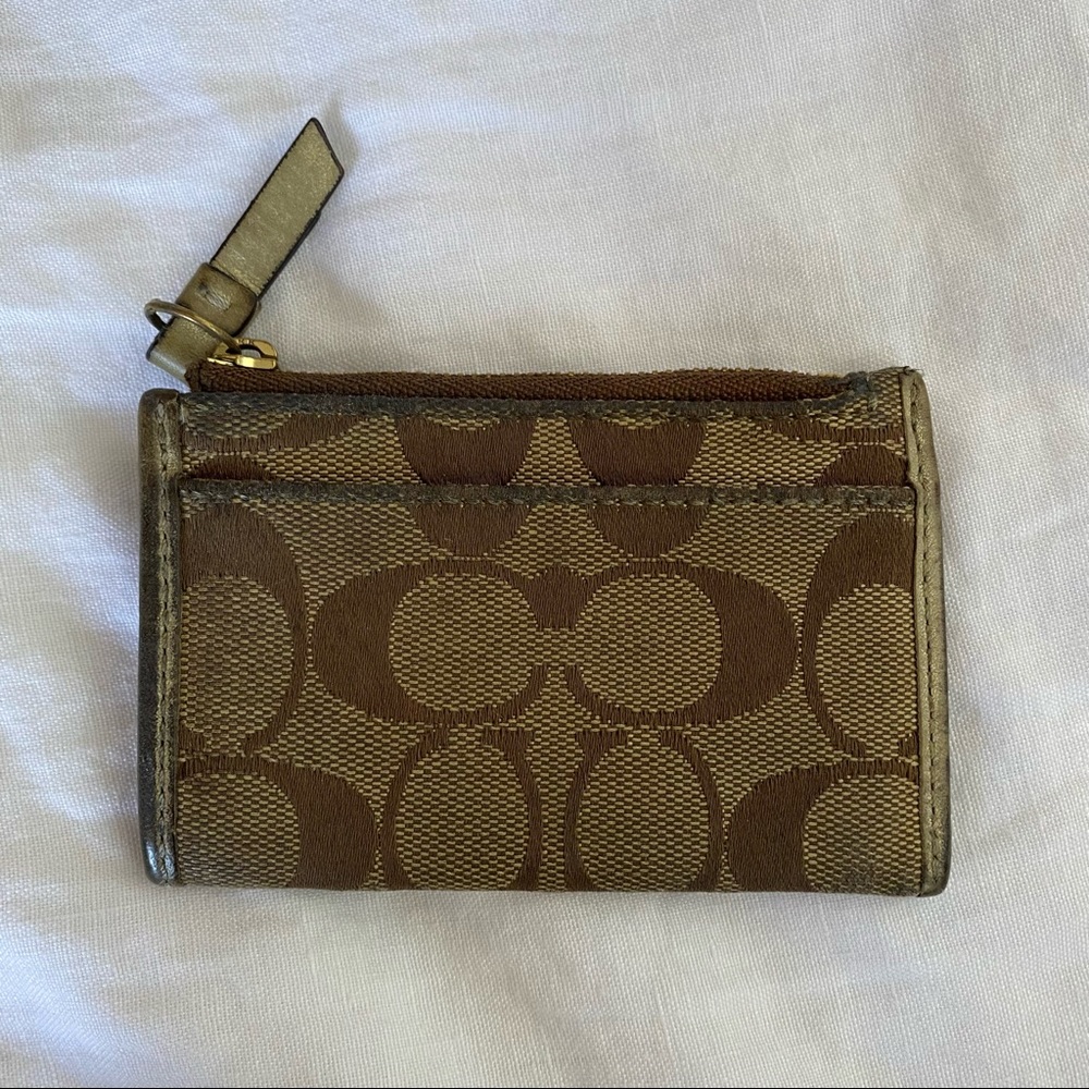 coach monogram canvas card wallet